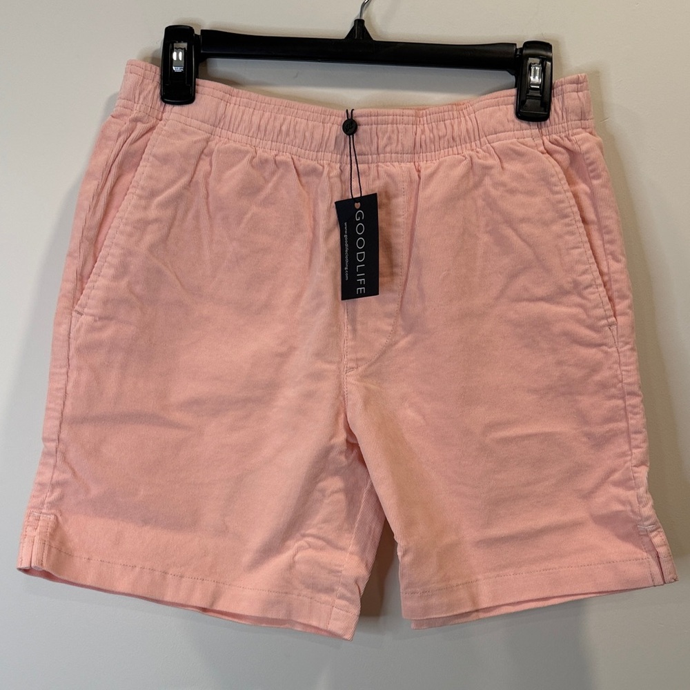Goodlife Men's Light Pink Flat Front Shorts
